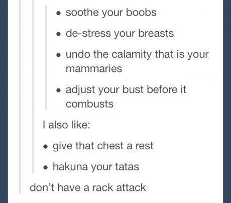 list slang for breasts