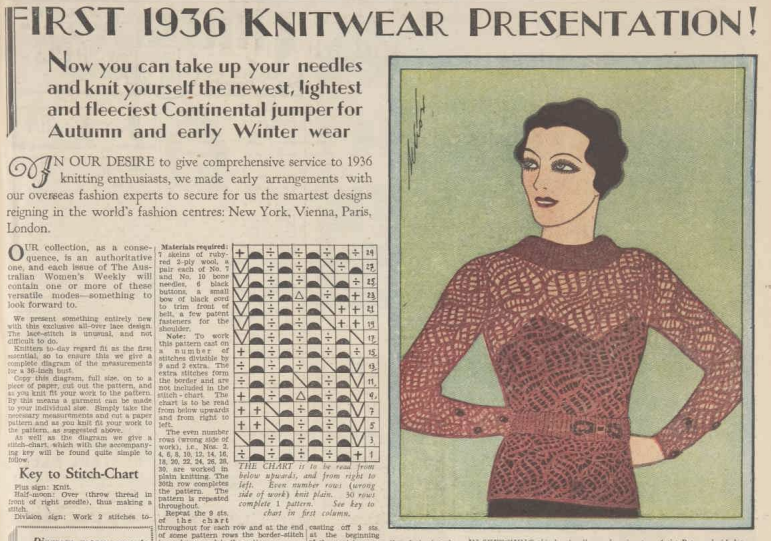 pattern vintage knitting for
