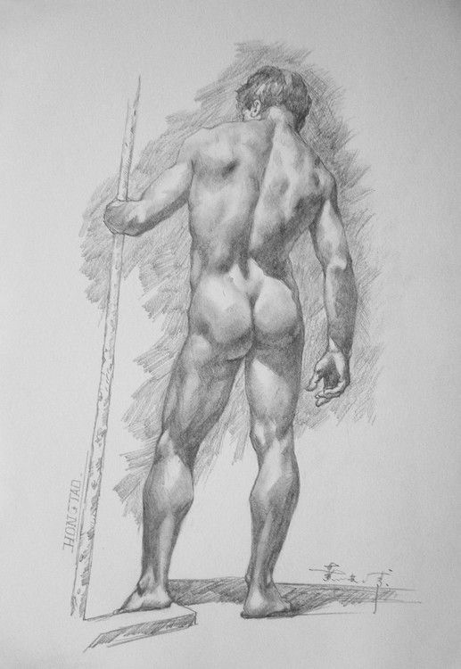 nude boy drawing